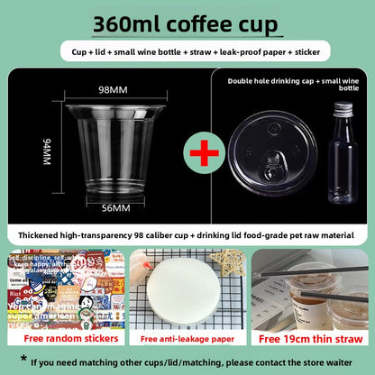 Disposable plastic transparent milk tea cups