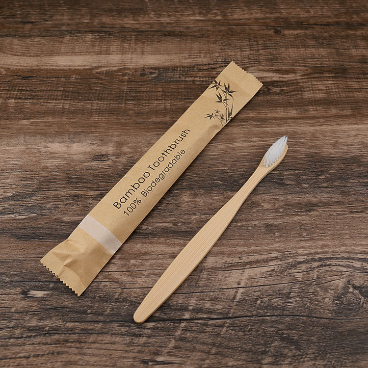 Disposable soft bamboo handle toothbrush
