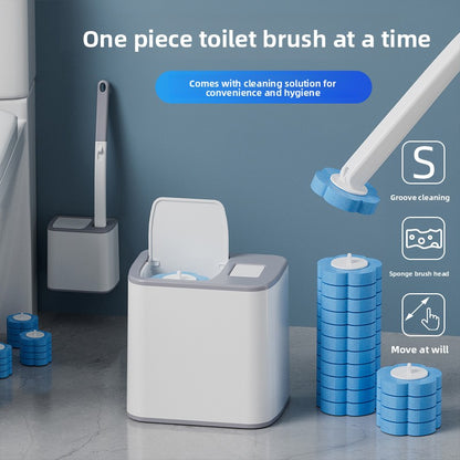 Disposable toilet brush set