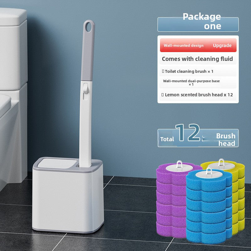 Disposable toilet brush set