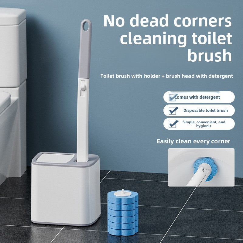 Disposable toilet brush set