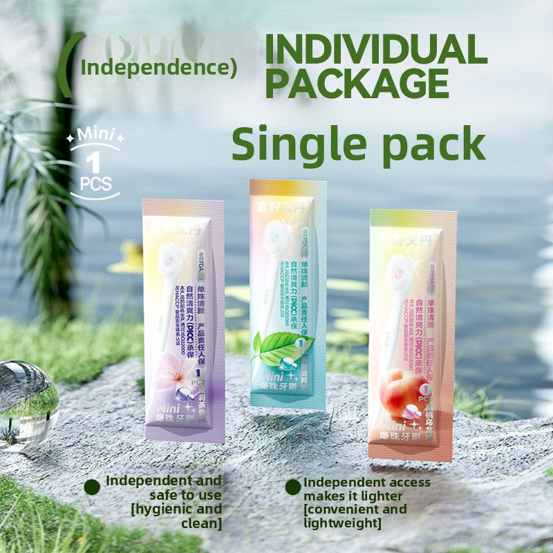 Disposable toothbrush for cleaning bad breath beads
