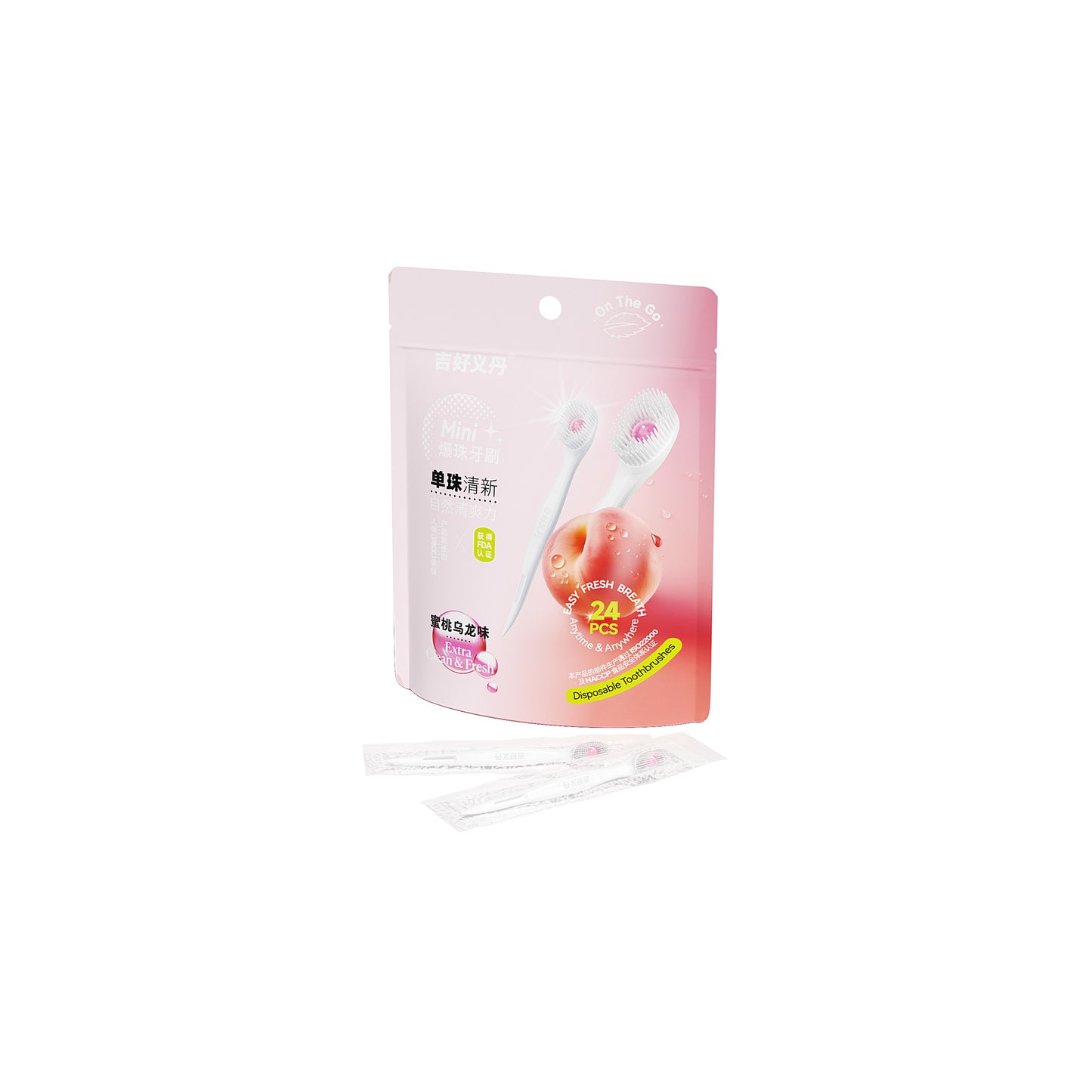 Disposable toothbrush for cleaning bad breath beads