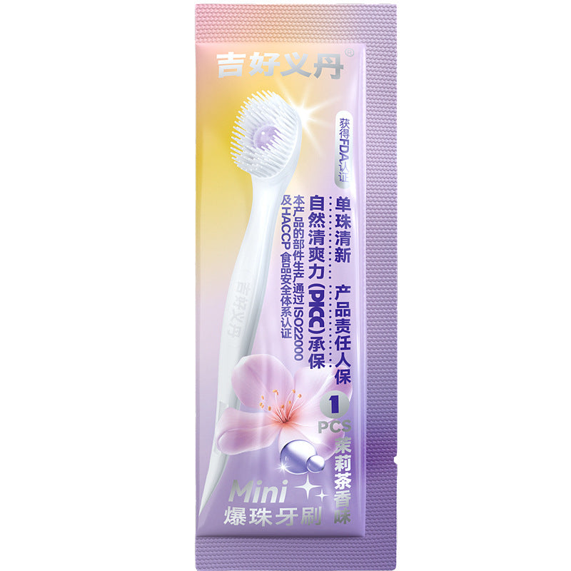 Disposable toothbrush for cleaning bad breath beads