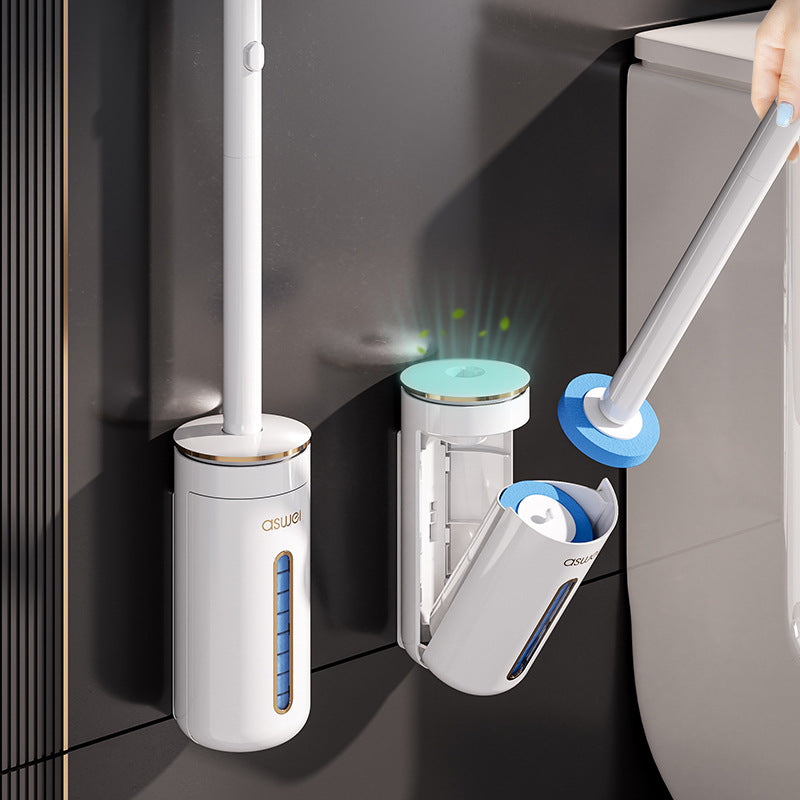 Disposable Wall-mounted Toilet Brush with Replaceable Heads