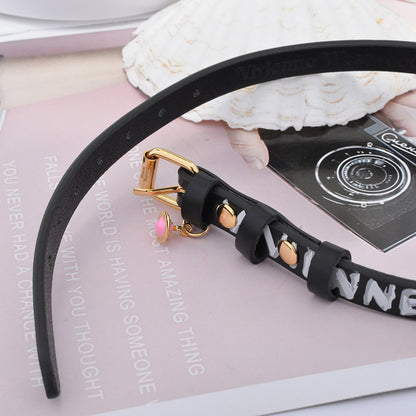 Distinctive Letter Leather Rope Necklace Chain Punk Style