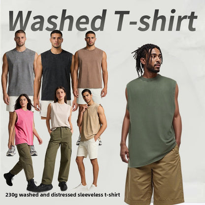 distressed casual sleeveless T-shirt