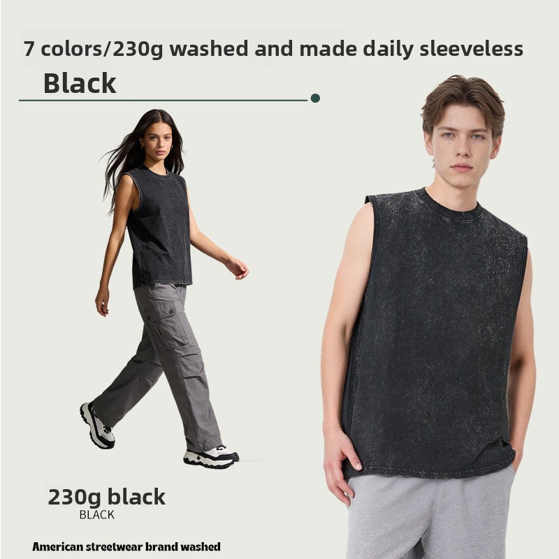 distressed casual sleeveless T-shirt