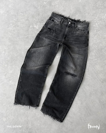 Distressed Denim Jeans Straight Leg Casual Pants