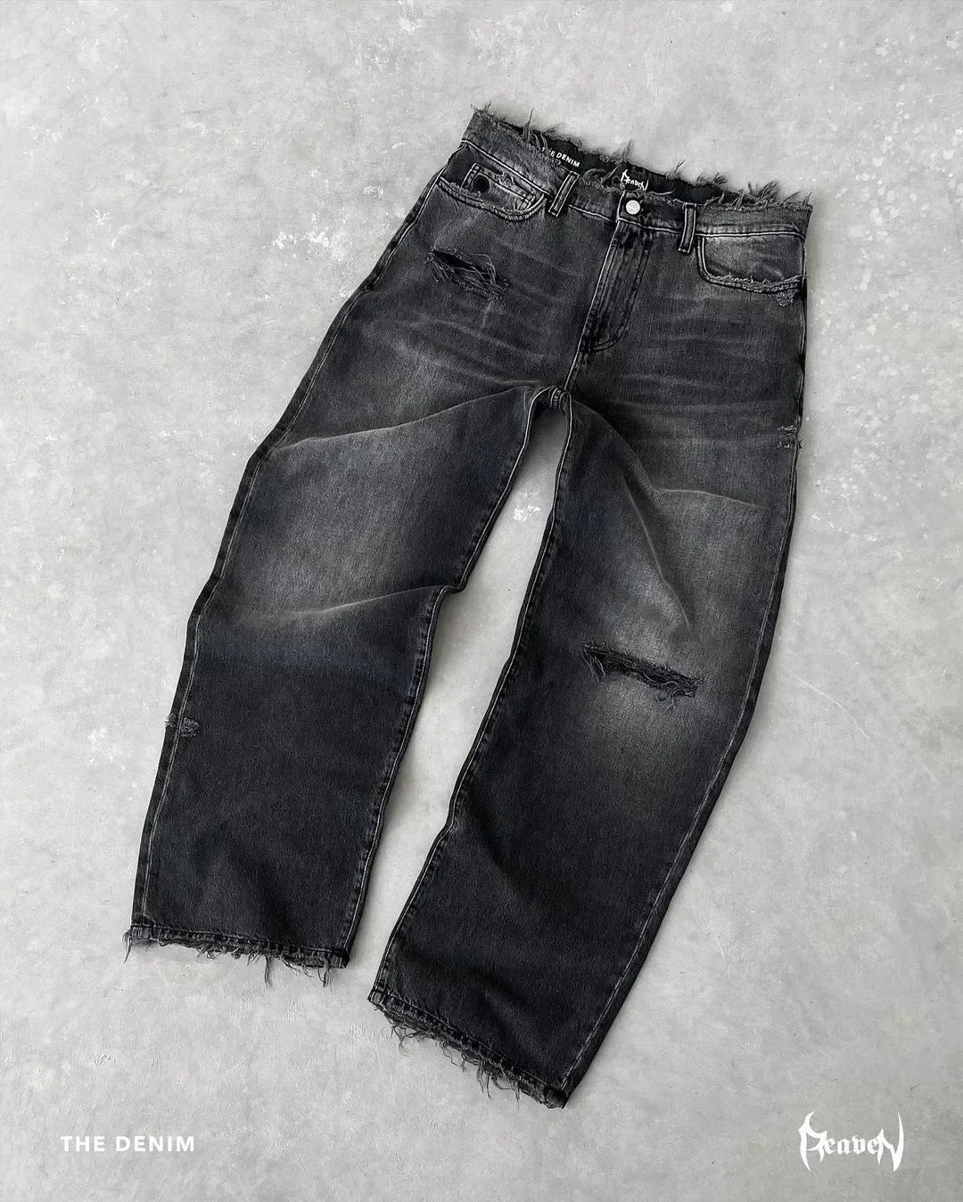 Distressed Denim Jeans Straight Leg Casual Pants