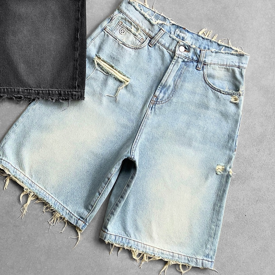 Distressed Denim Jeans Straight Leg Casual Pants