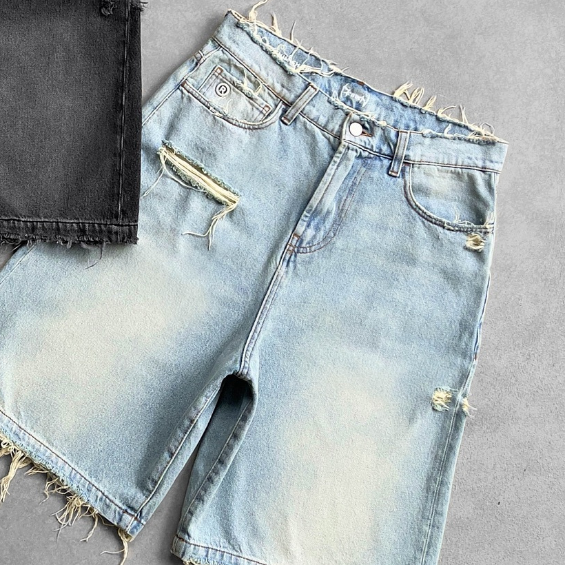 Distressed Denim Jeans Straight Leg Casual Pants