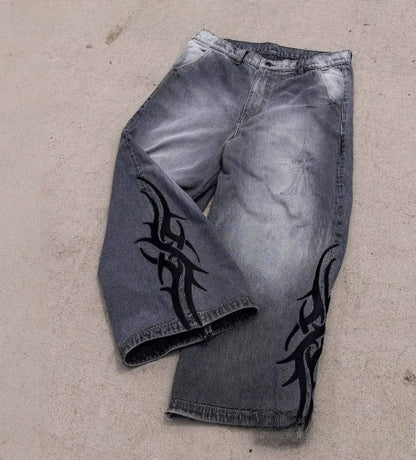Distressed Denim Jeans Straight Leg Casual Pants