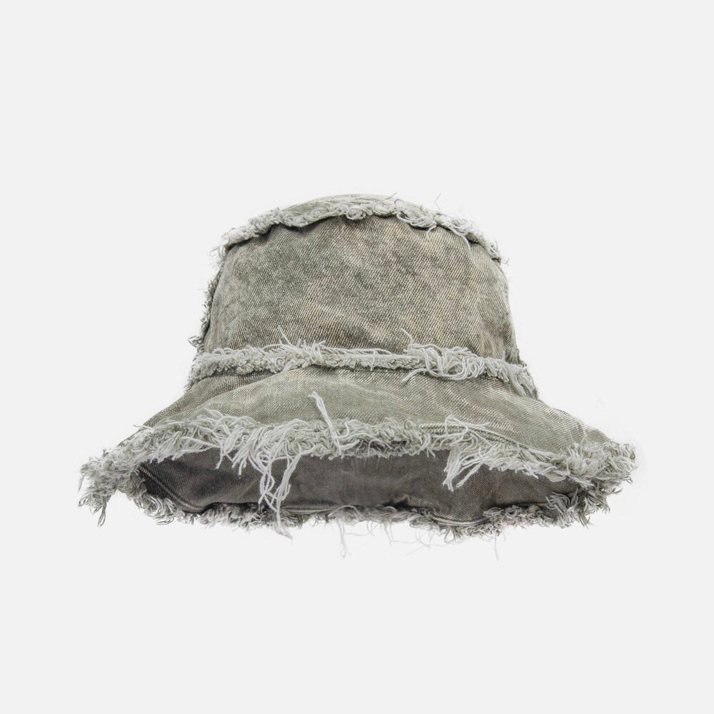 Distressed Denim Wide Brim Bucket Hat