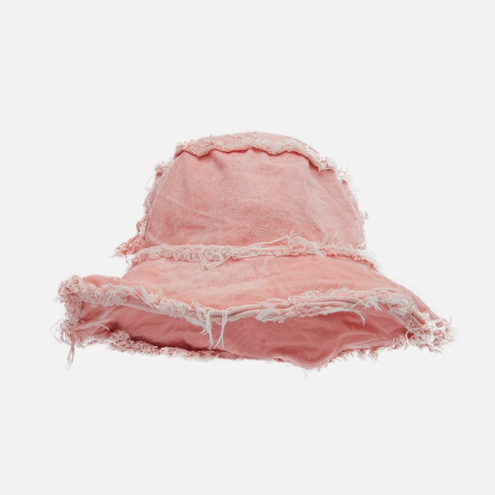 Distressed Denim Wide Brim Bucket Hat