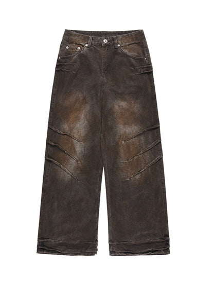 Distressed High-Waisted Straight Jeans