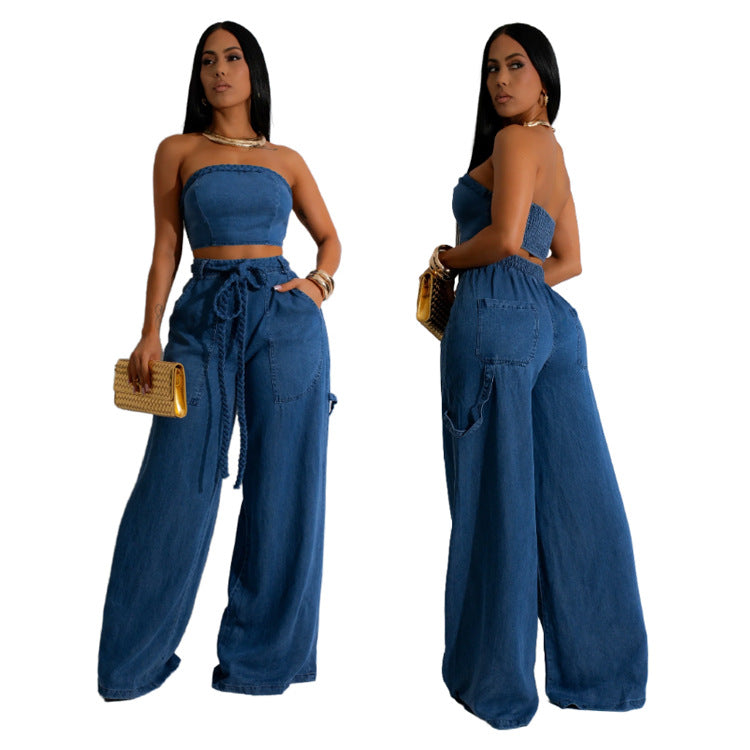 Distressed jeans set