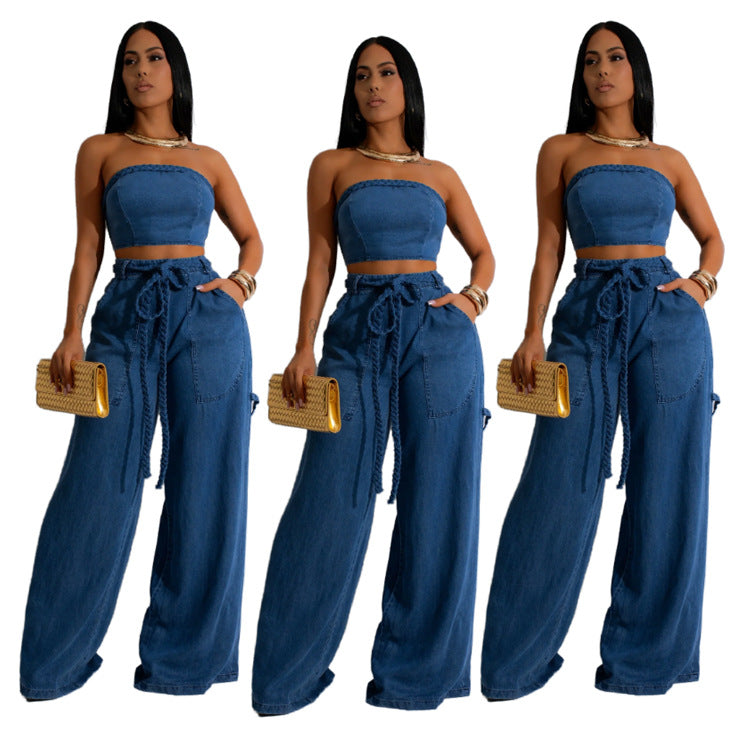 Distressed jeans set
