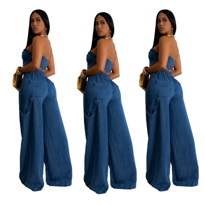 Distressed jeans set
