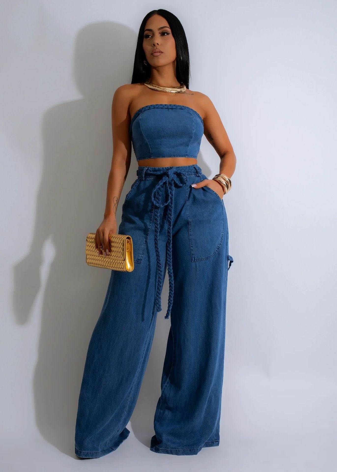 Distressed jeans set