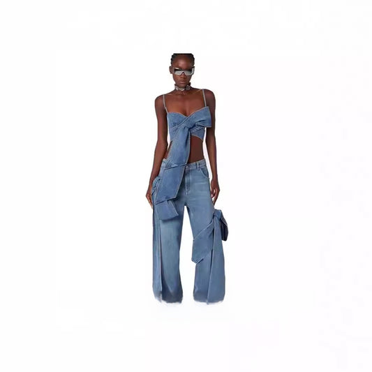 Distressed jeans set