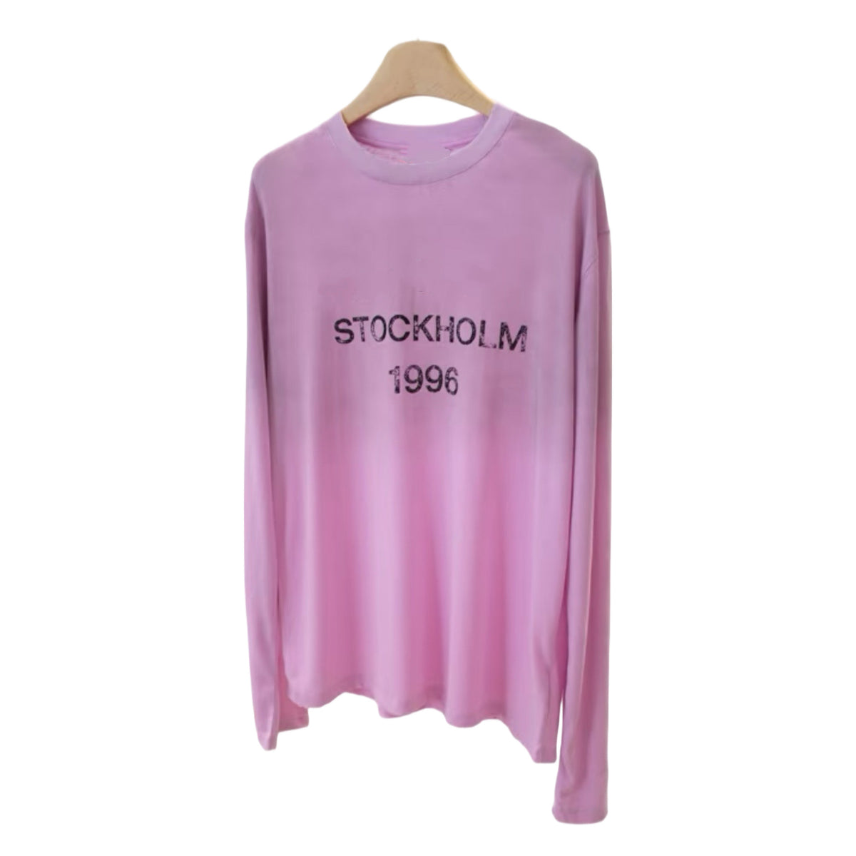 Distressed letter long-sleeved T-shirt