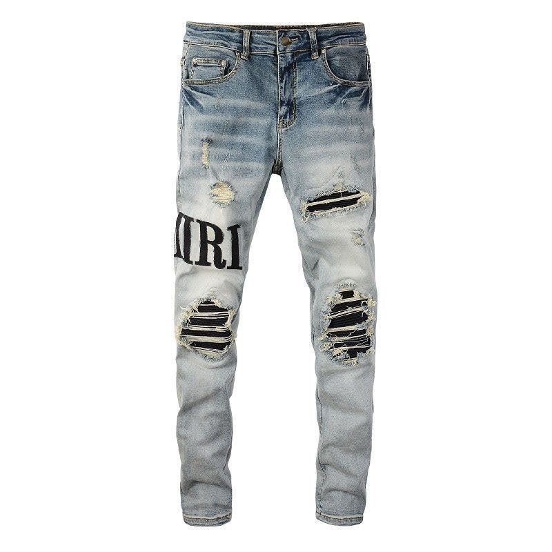 Distressed Patch Jeans