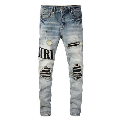 Distressed Patch Jeans