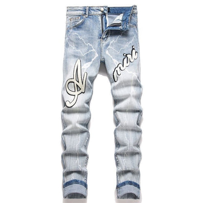 Distressed Patch Jeans
