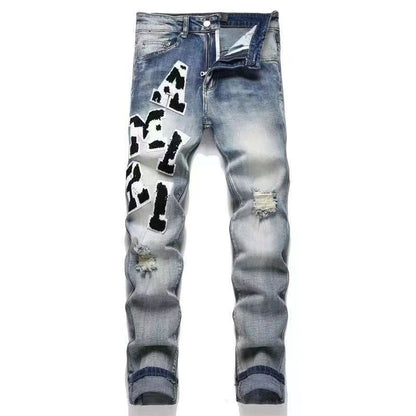 Distressed Patch Jeans