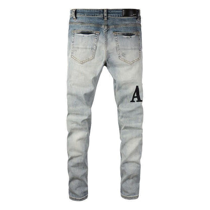 Distressed Patch Jeans