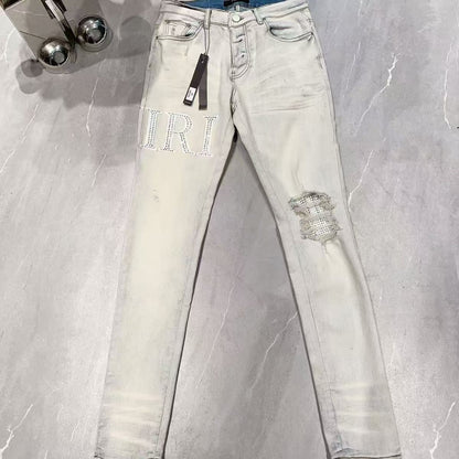 Distressed Patch Jeans