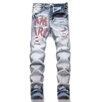 Distressed Patch Jeans