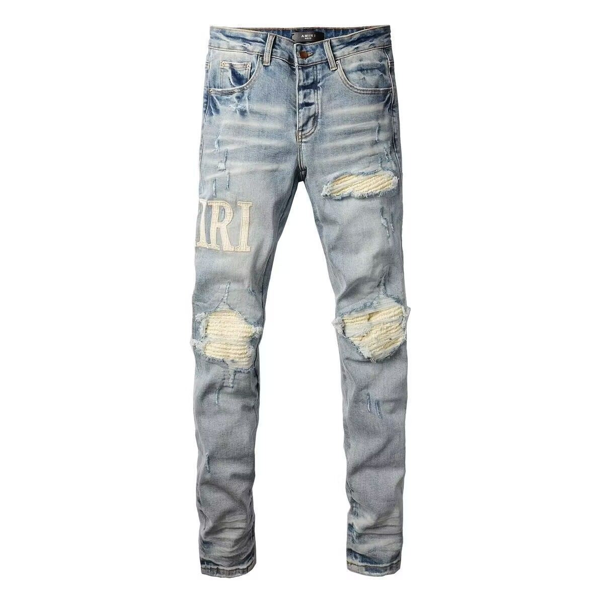 Distressed Patch Jeans