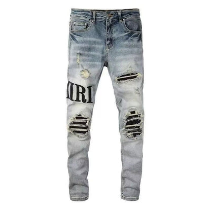 Distressed Patch Jeans