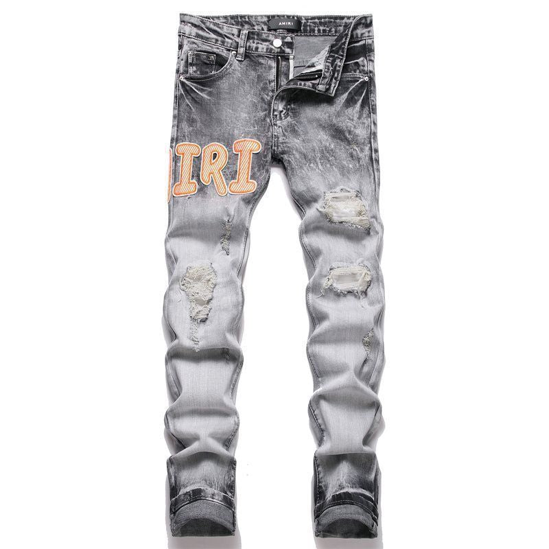 Distressed Patch Jeans