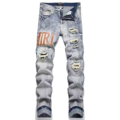 Distressed Patch Jeans