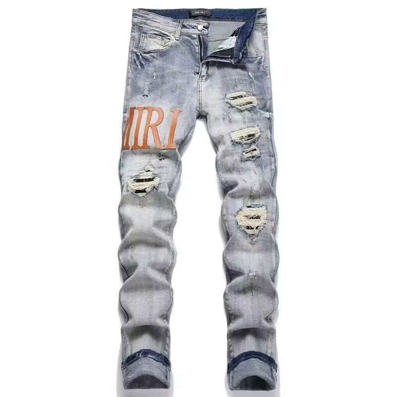 Distressed Patch Jeans