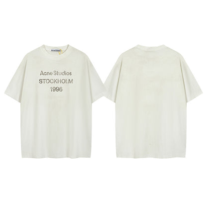 Distressed Washed Gradient Print Cotton T-shirt