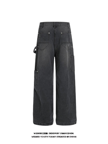 Distressed washed jeans