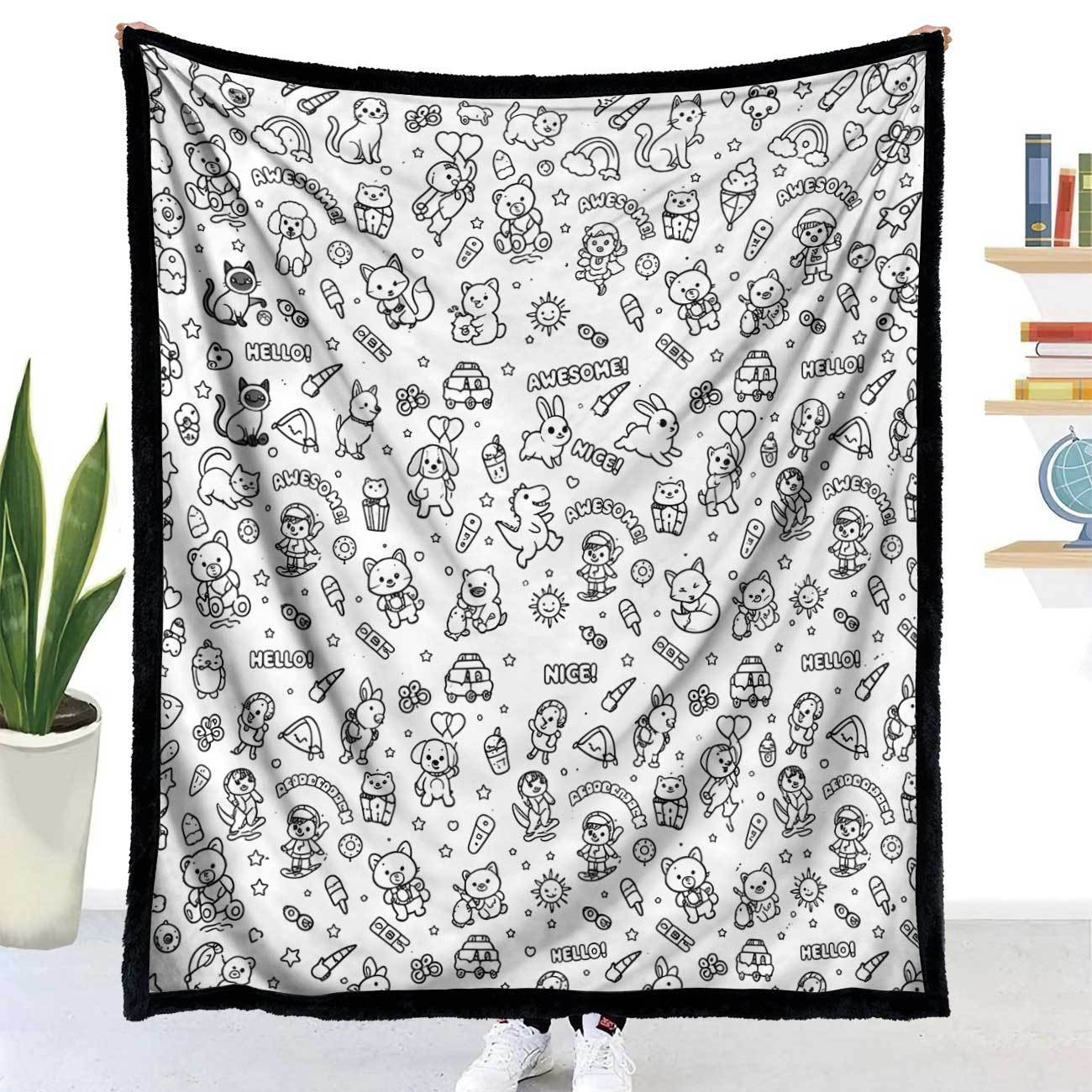 DIY Coloring Painting Blanket with Brushes