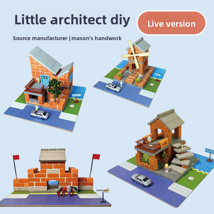 DIY Construction Master Handmade Real Brick Cement House Building Toy