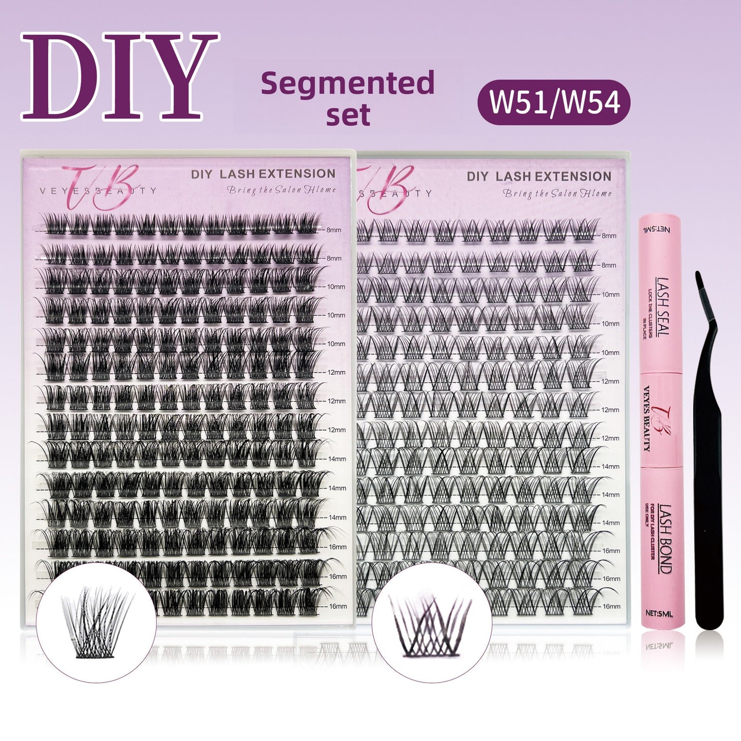 DIY False Eyelashes D Curl Soft Mixed Length Clusters