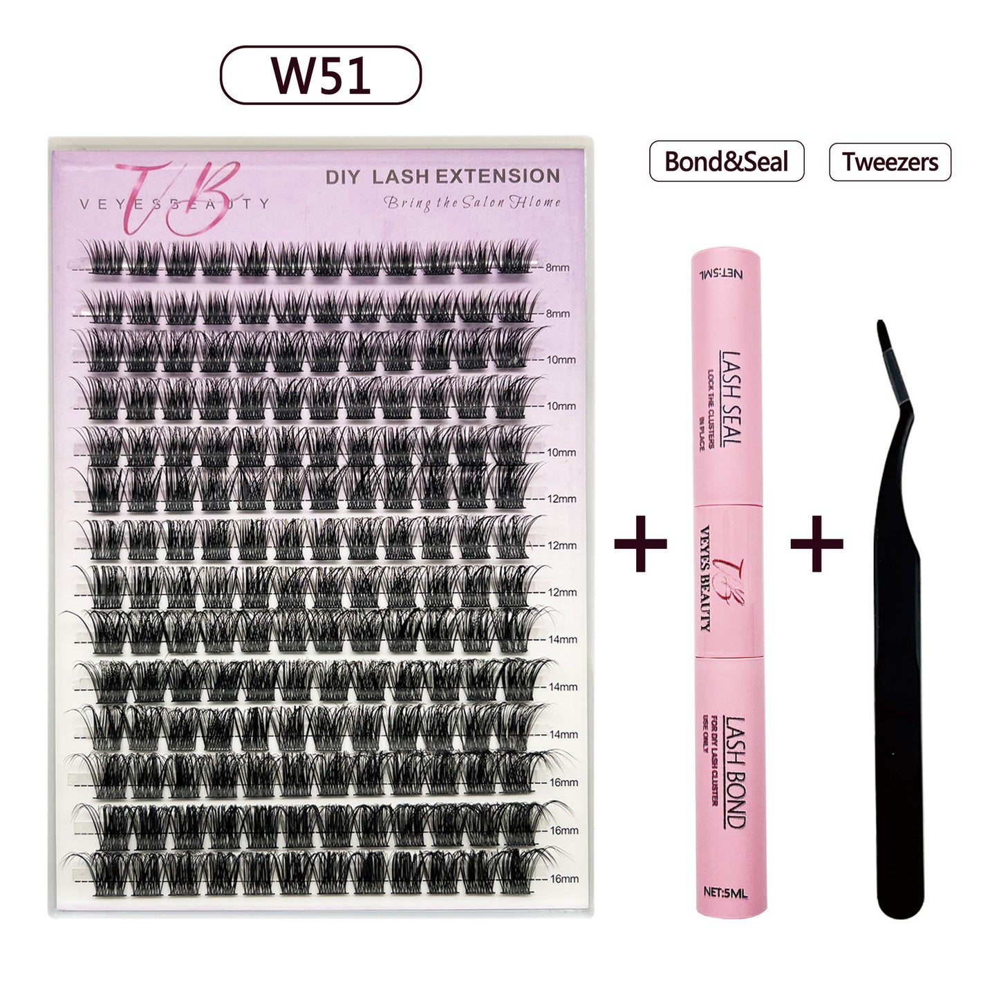 DIY False Eyelashes D Curl Soft Mixed Length Clusters