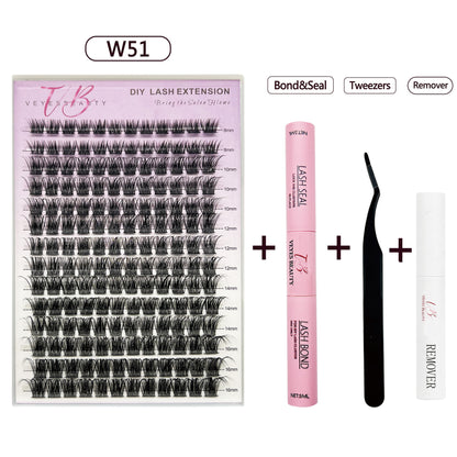 DIY False Eyelashes D Curl Soft Mixed Length Clusters