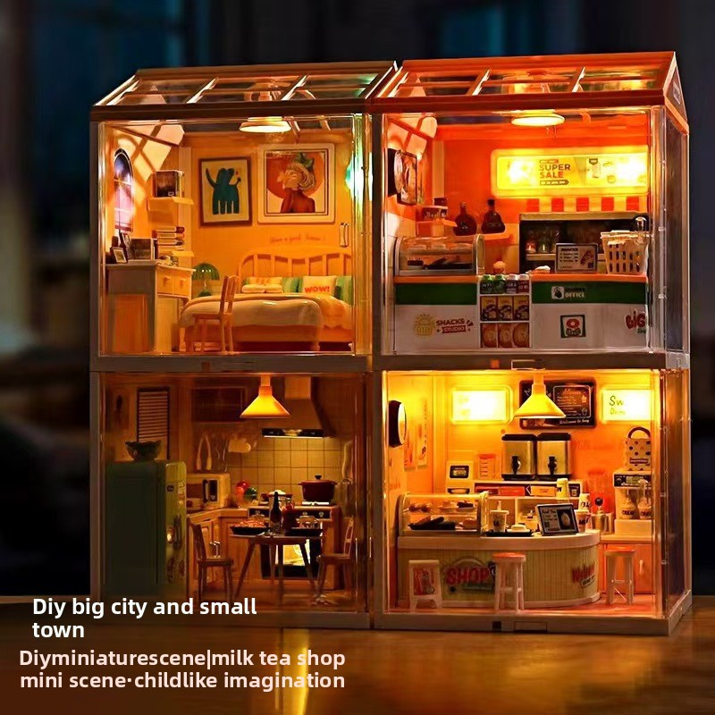 DIY Light-Up Building Block House Model Educational Toy