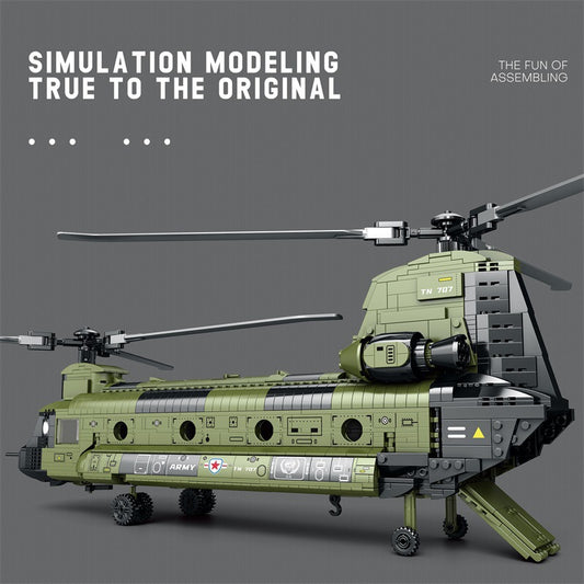 DIY Military Chinook Helicopter Building Blocks Toy