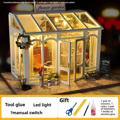 DIY Miniature House Building Kit with LED Lights