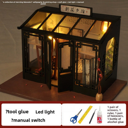 DIY Miniature House Building Kit with LED Lights