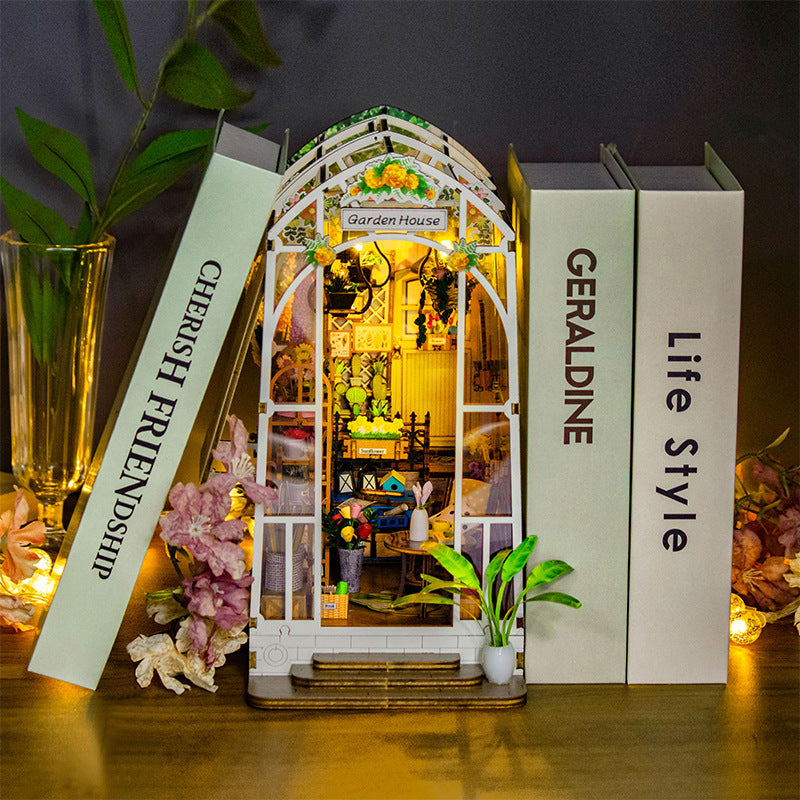 DIY Miniature House Model Kit for Bookshelf Decor
